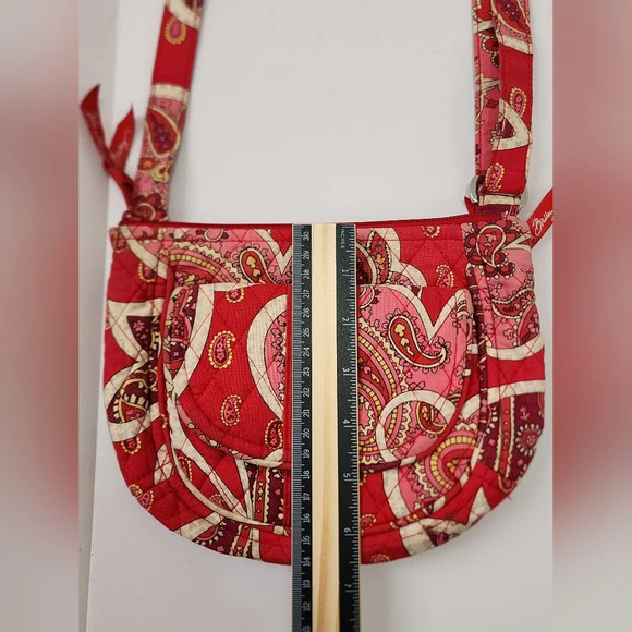 Vera Bradley Classic Womens Cherry Red Shoulder Crossbody Paisley Bag Purse - Picture 5 of 14